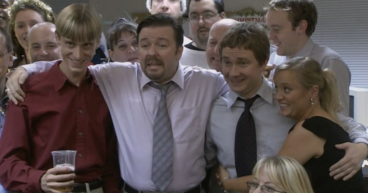 Ricky Gervais, Martin Freeman e o elenco de The Office