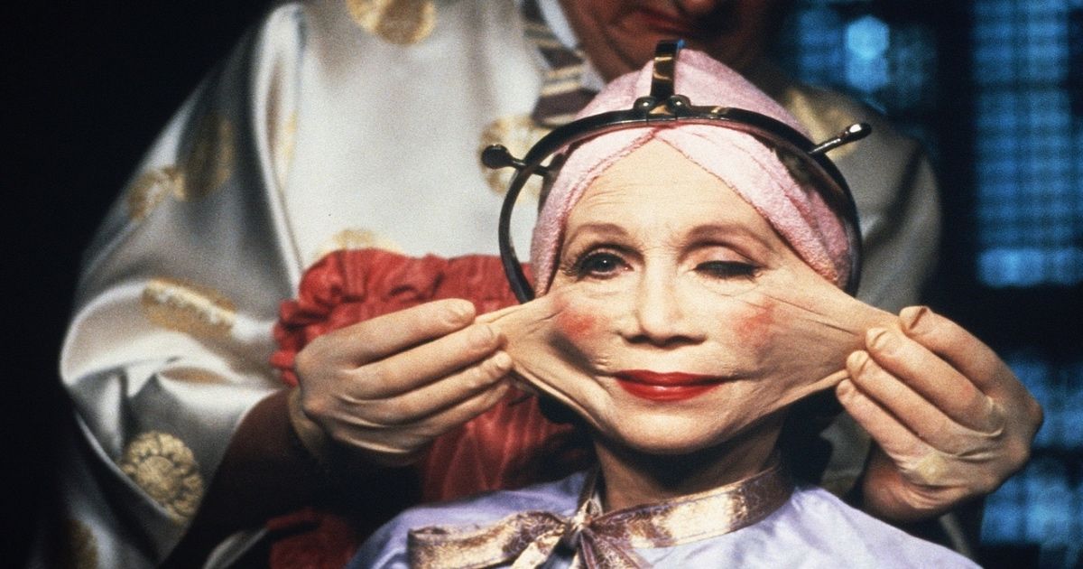A woman’s face is pulled as a beauty procedure in Brazil 