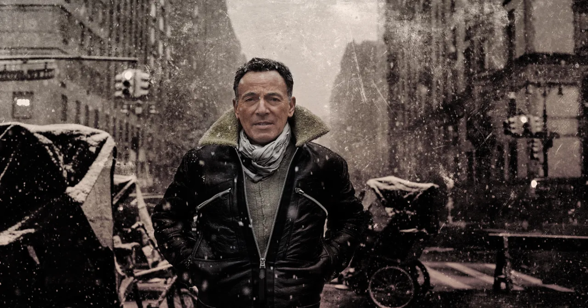Bruce Springsteen walking in snow