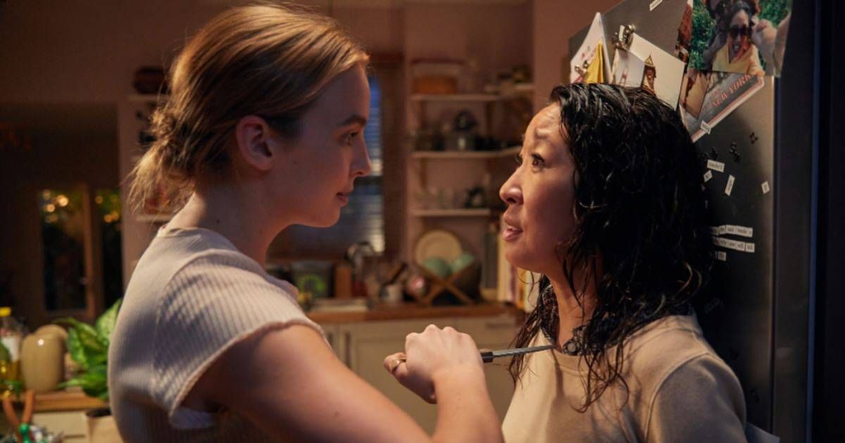 Jodie Comer and Sandra Oh in Killing Eve (2018)