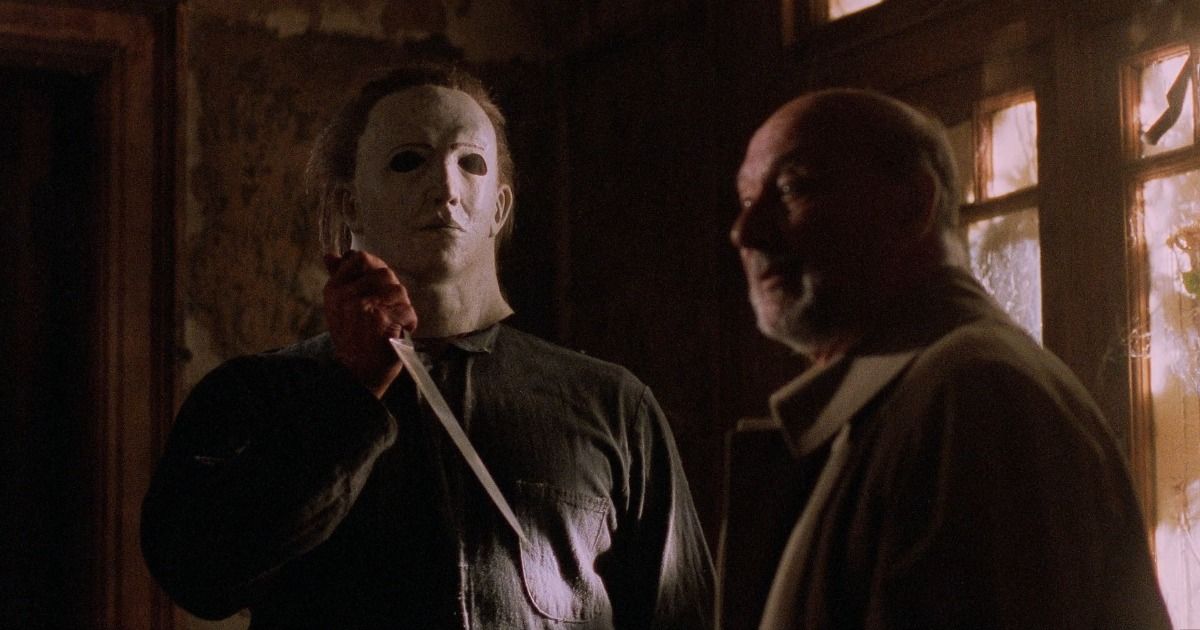 Michael facing Loomis with a knife in Halloween 5