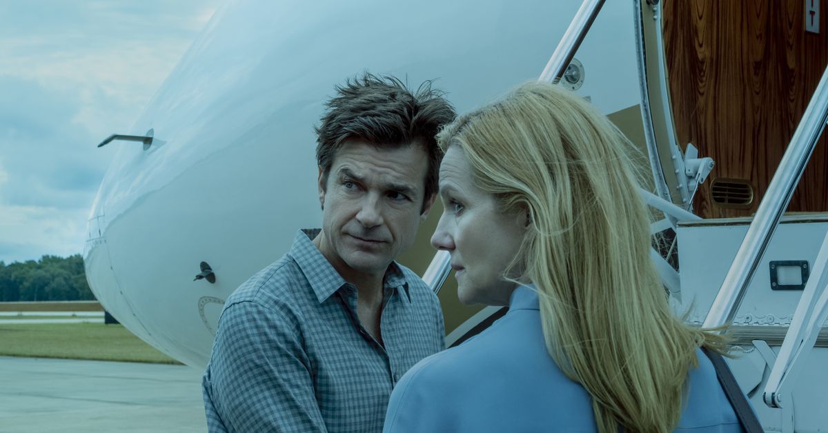Jason Bateman and Laura Linney boarding a plane in Ozark