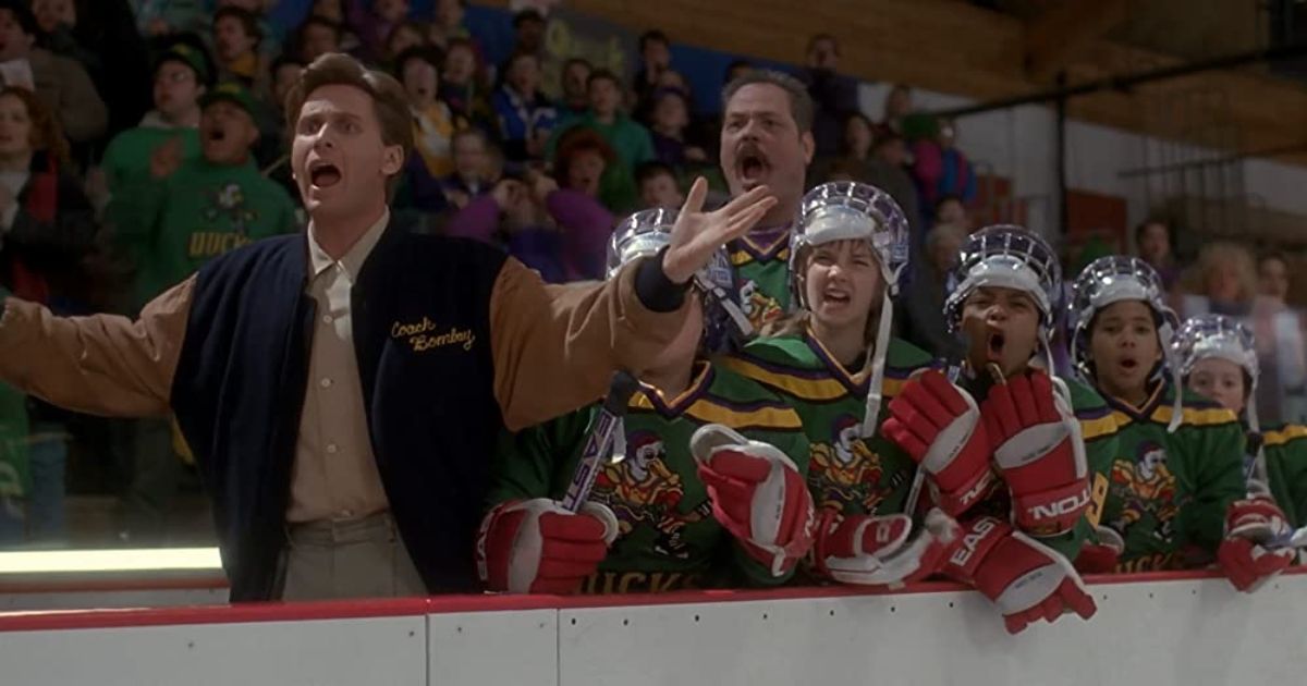 A scene from the movie The Mighty Ducks 
