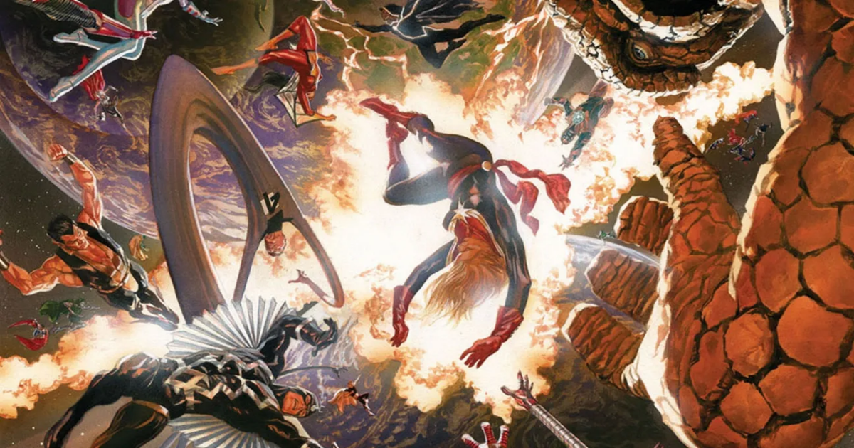 Swirling chaos in a still from Marvel Secret Wars