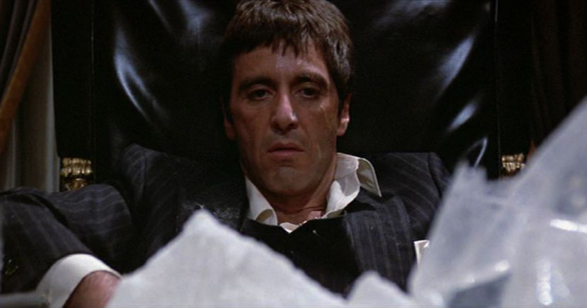Pacino and a mountain of cocaine in Scarface