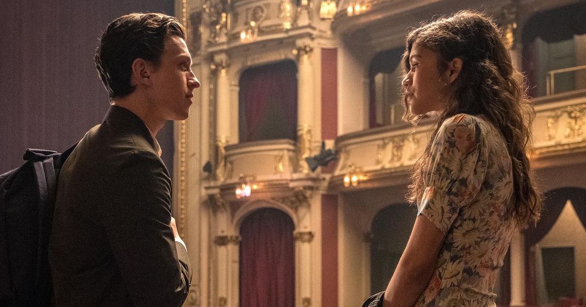     Tom Holland as Peter Parker and Zendaya as MJ in a scene from Spider-Man: Far From Home