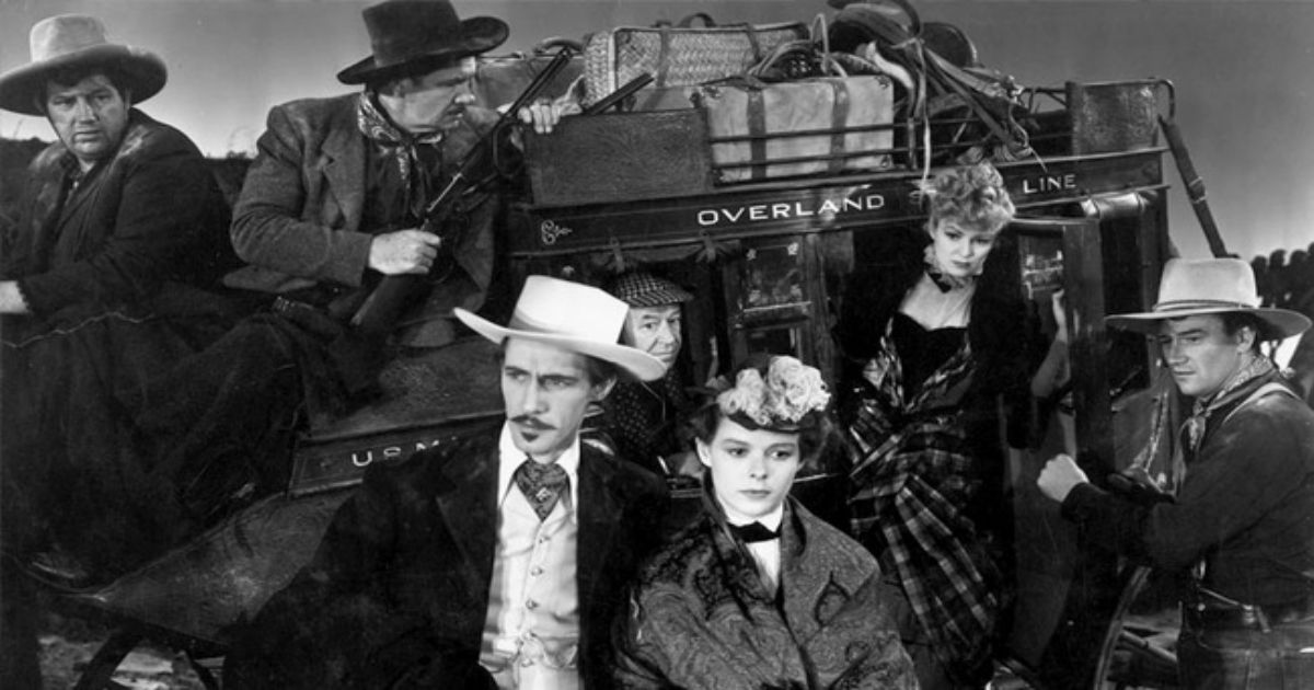 A group of travelers in John Ford's movie, Stagecoach