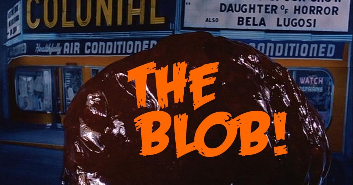 The Blob in front of a movie theater in the original movie trailer
