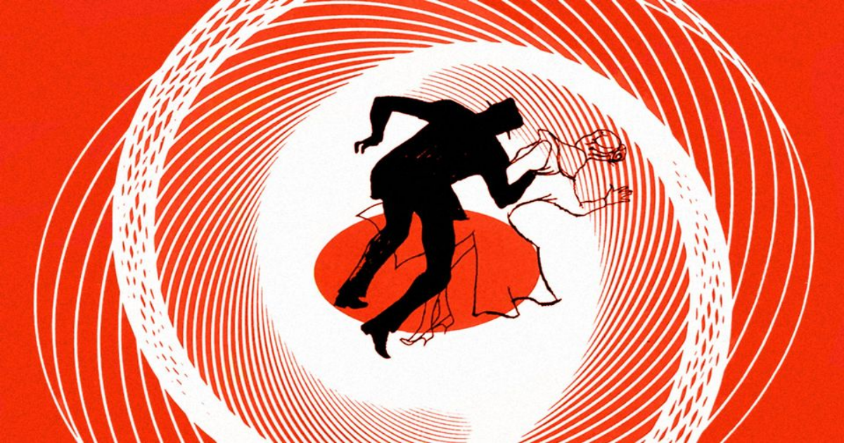 The famous red and spiral title sequence from Saul Bass in Vertigo