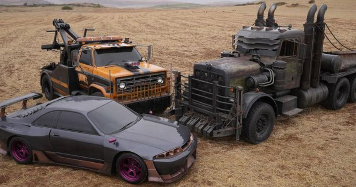 Cars and trucks dive into each other in Transformers Rise of the Beasts