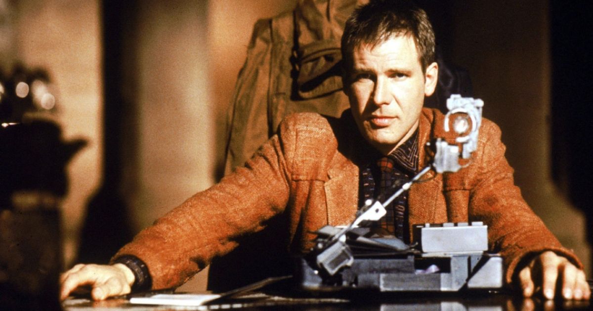 Uma imagem de Blade Runner estrelando Harrison Ford 