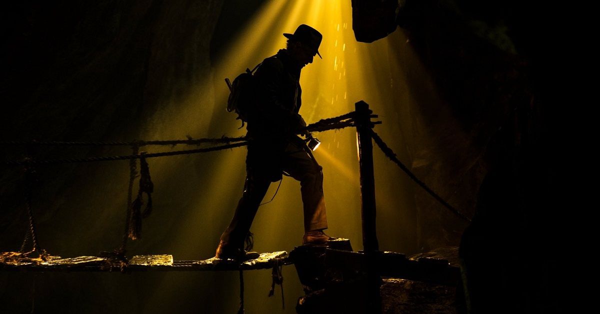 Silhouette of Indiana Jones in yellow light in Indiana Jones 5