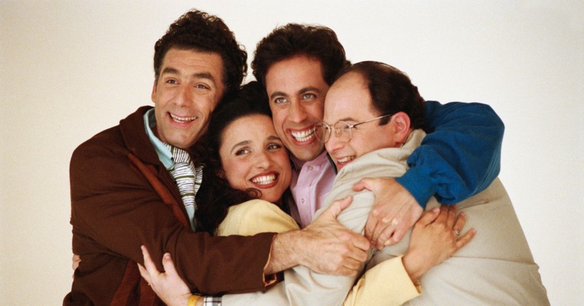 The cast of Seinfeld hugging