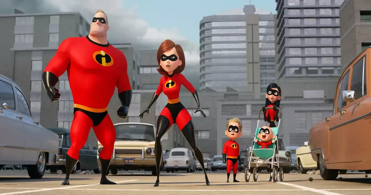 Members of The Incredible family in The Incredibles