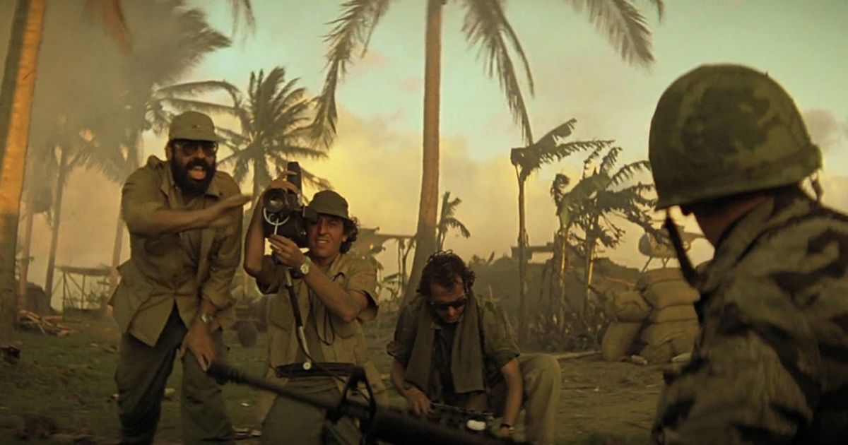 A group of soldiers near some palm trees in Apocalypse Now