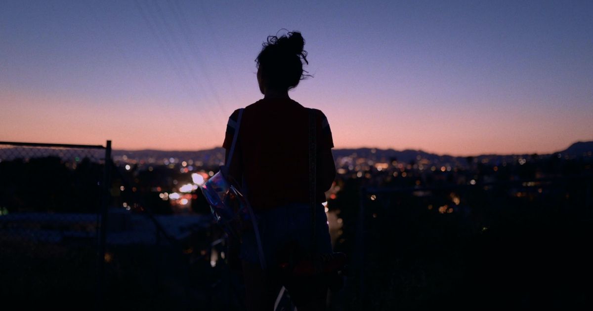 Alex Trewhitt looks out at LA at dusk as Cherry in Cherry