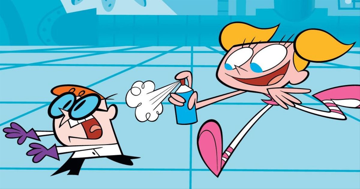 Dexter running from Dee Dee in Dexter's Laboratory
