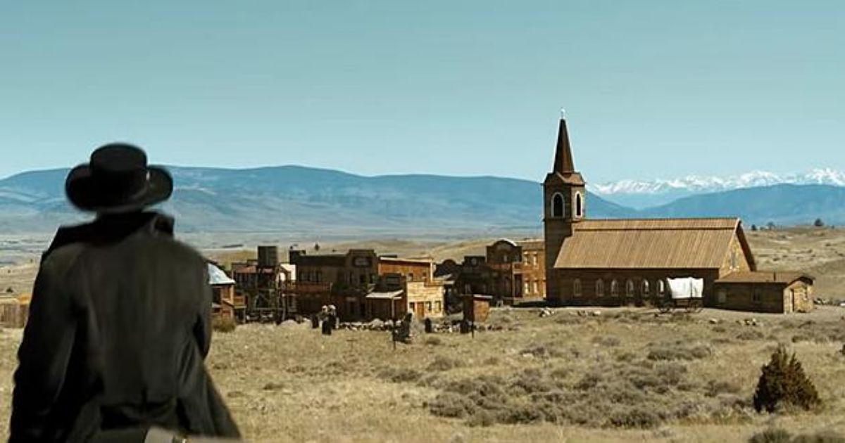 Isaiah Mustafa rides to the Yellowstone Film Ranch in in Murder at Yellowstone City