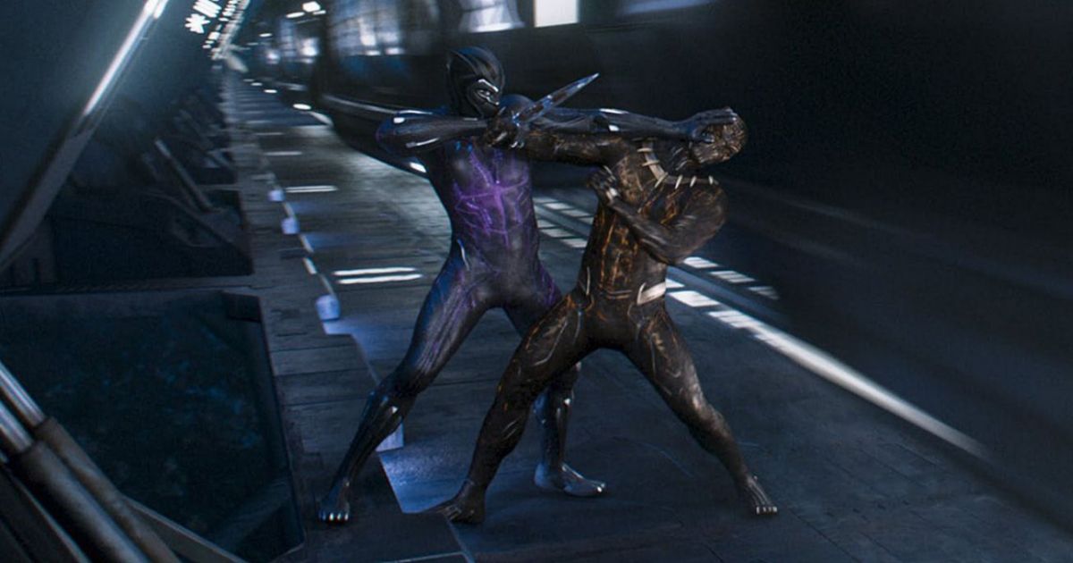 Black Panther and Killmonger in a terrible CGI shot from the film