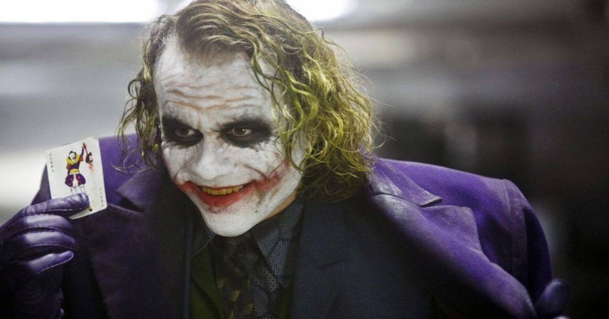 Heath Ledger as the Joker in a scene from The Dark Knight