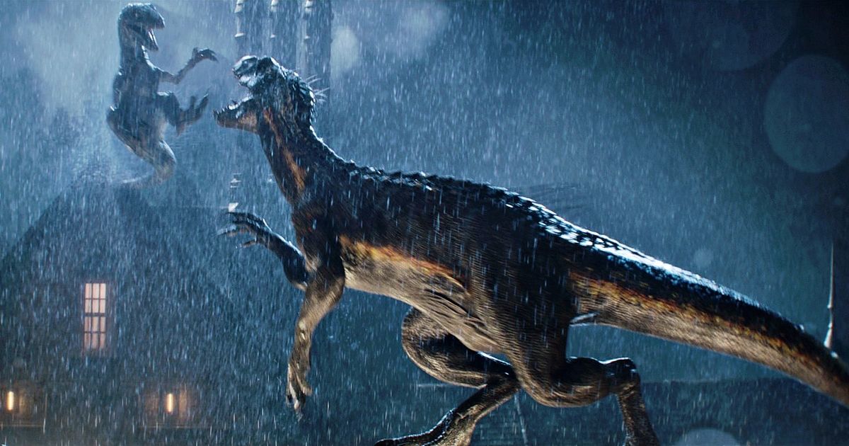 The Indoraptor fights Blue in Jurassic World Fallen Kingdom 