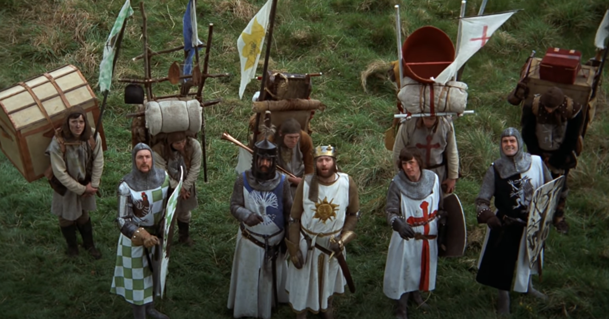 Arthur and his knights in Monty Python and the Holy Grail