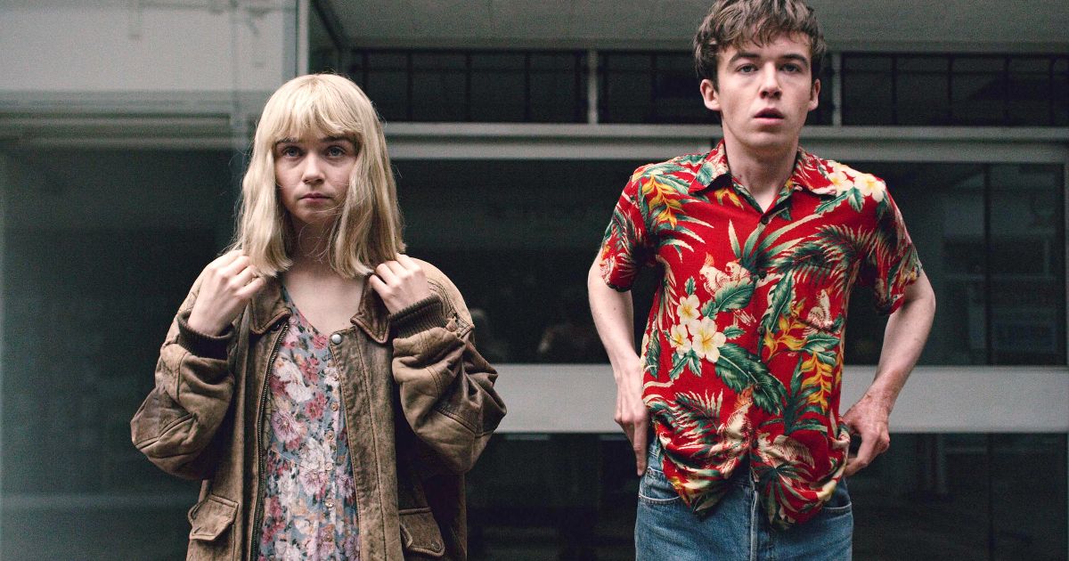 Alyssa (Jessica Barden) and James (Alex Lawther) on the run