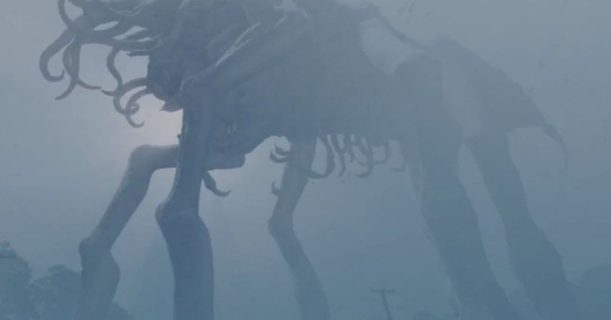 A giant monster in the fog of The Mist 