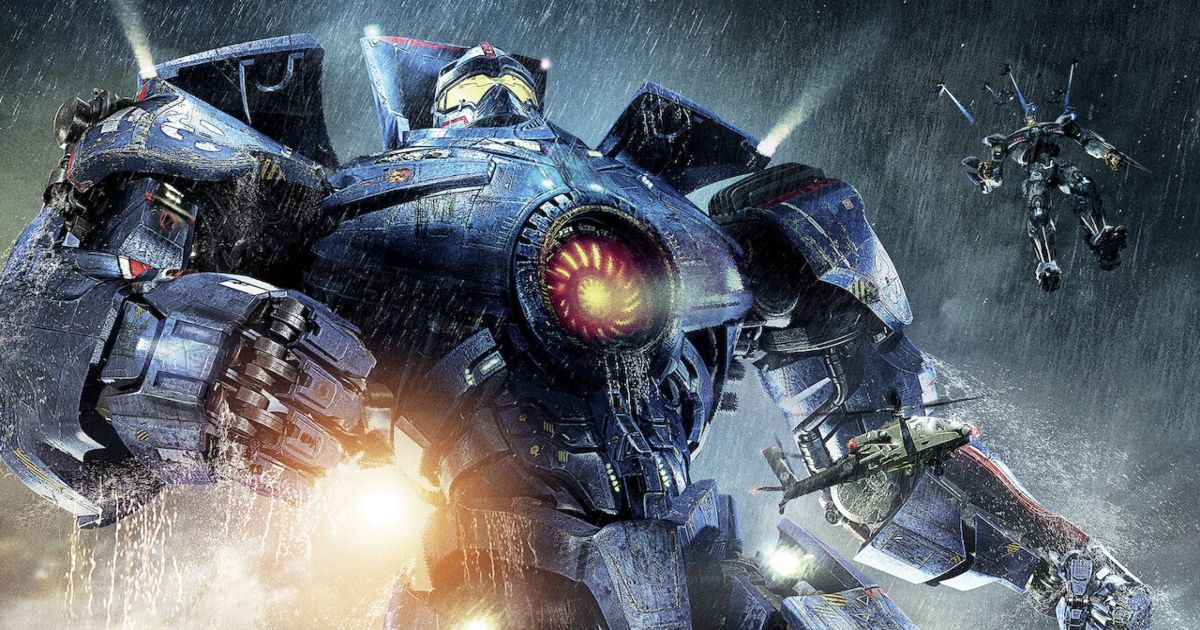 A scene featuring the Jaeger mechs from Pacific Rim