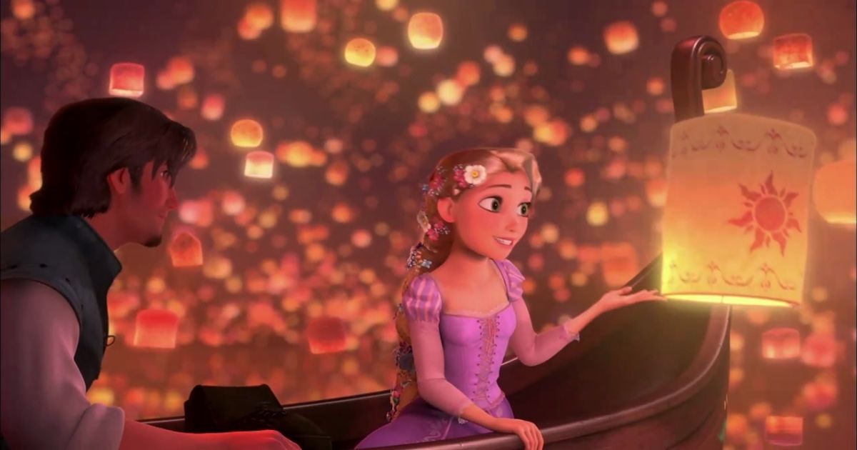 Flynn and Rapunzel in Tangled.