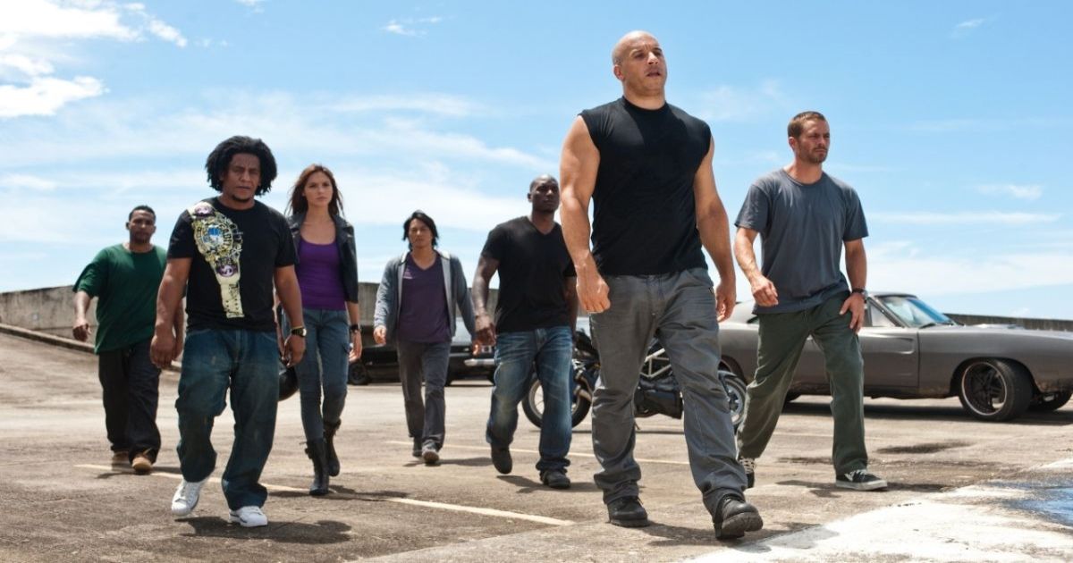 Fast and Furious cast walking towards us