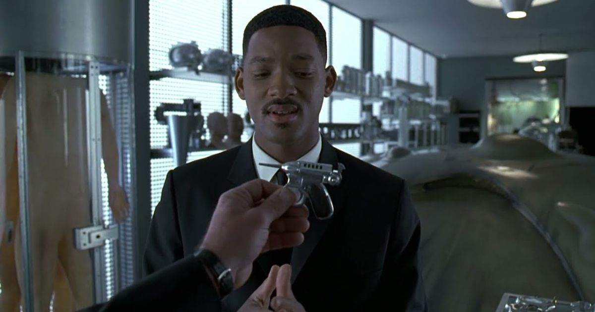 Will Smith in the weapons room.
