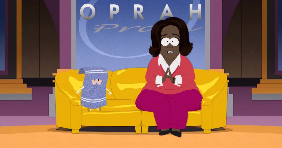 Oprah e Towelie no episódio de South Park A Million Little Fibers