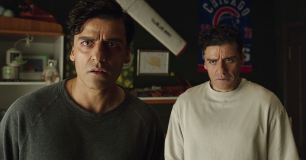 Oscar Isaac and Oscar Isaac as Steven Grant and Marc Spector in Moon Knight