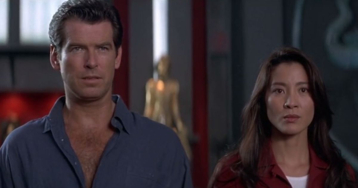 Pierce Brosnan and Michelle Yeoh in the Bond movie Tomorrow Never Dies