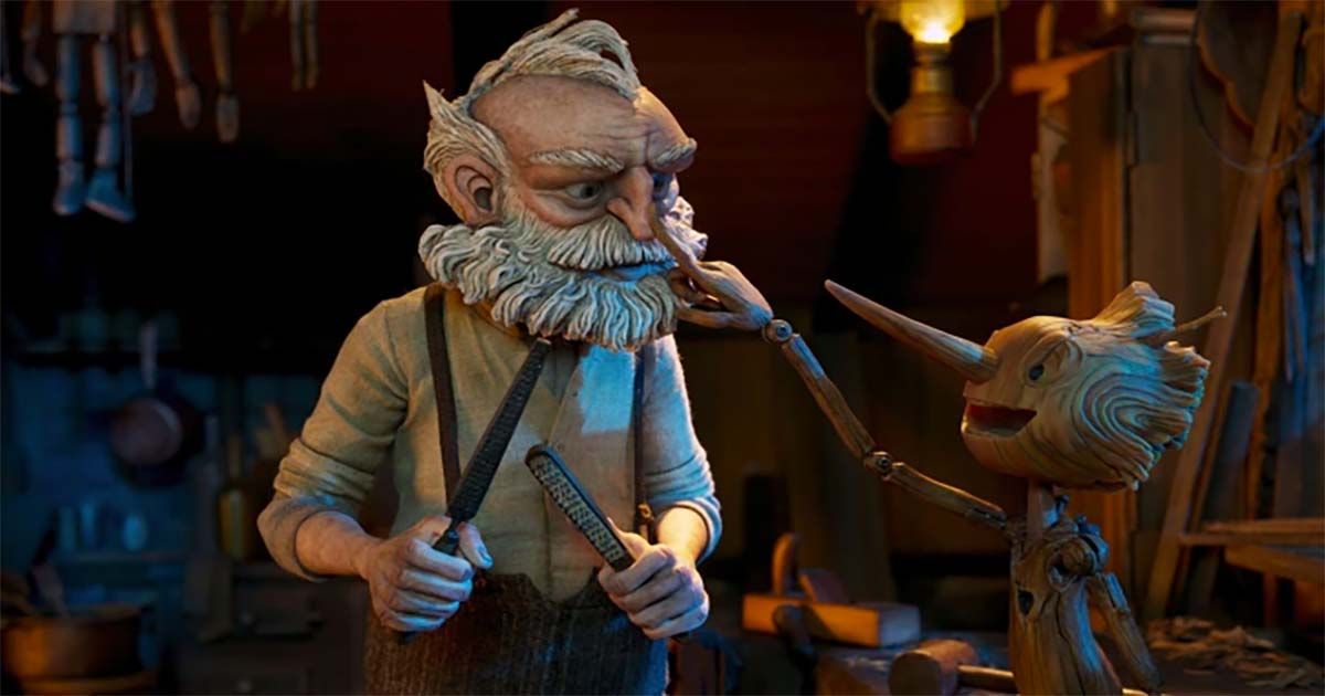 Geppetto and Pinocchio in Guillermo Del Toro's Pinocchio