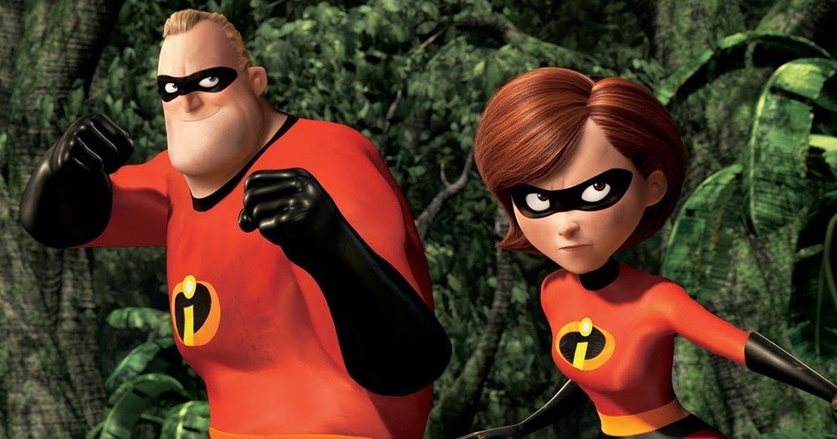 Mr. Incredible and Elastigirl in a scene from The Incredibles
