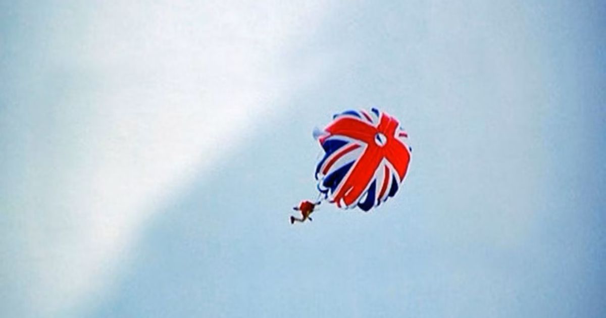 The Spy Who Loved Me James Bond cold open with the Union Jack parachute