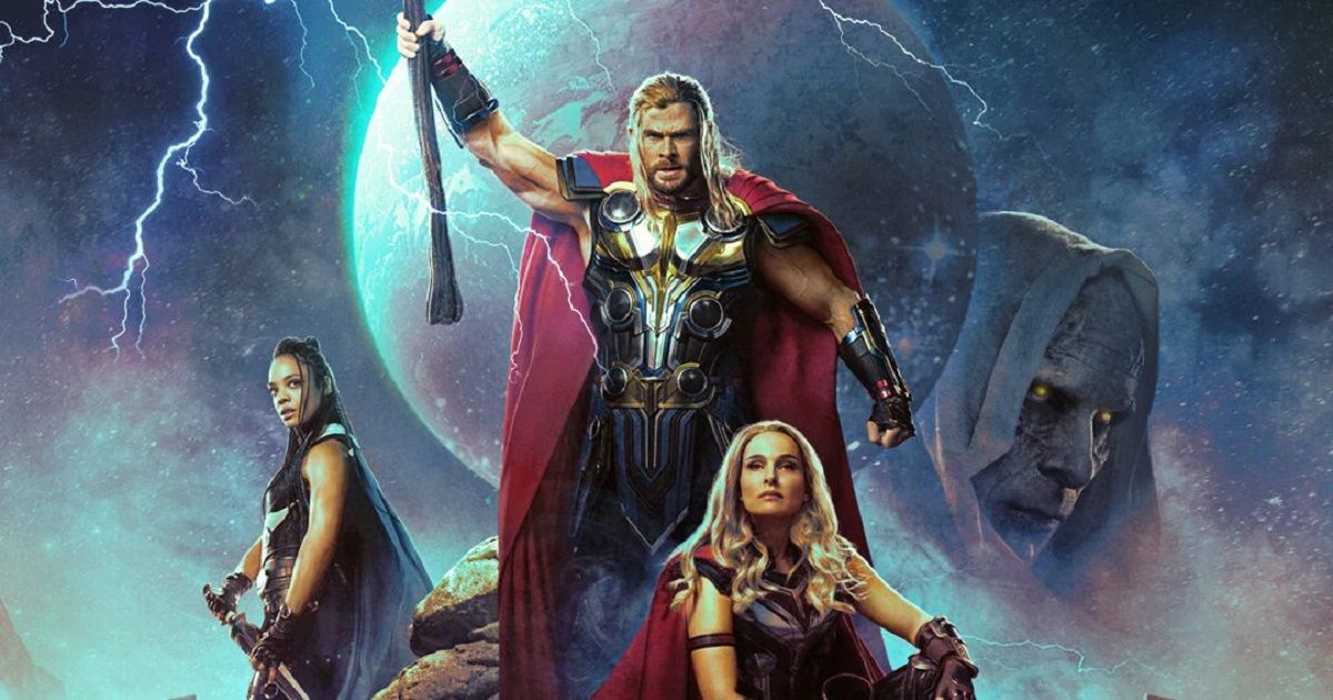 Chris Hemsworth, Tessa Thompson, and Natalie Portman in Thor Love and Thunder