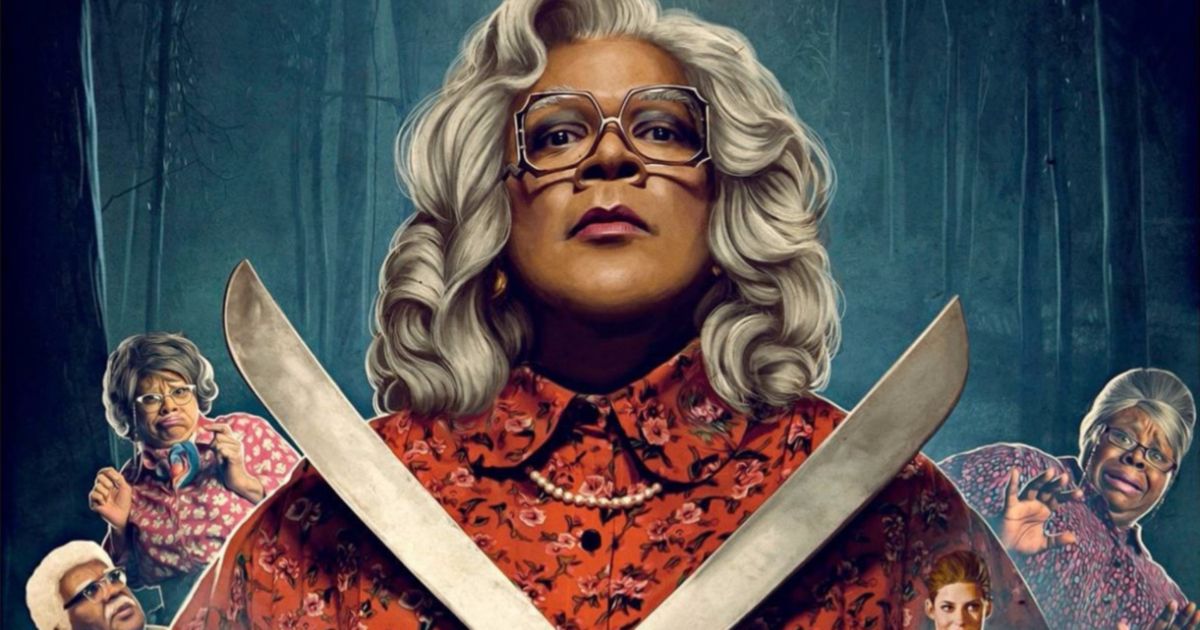 Tyler Perry with scissors in Boo 2 A Madea Halloween