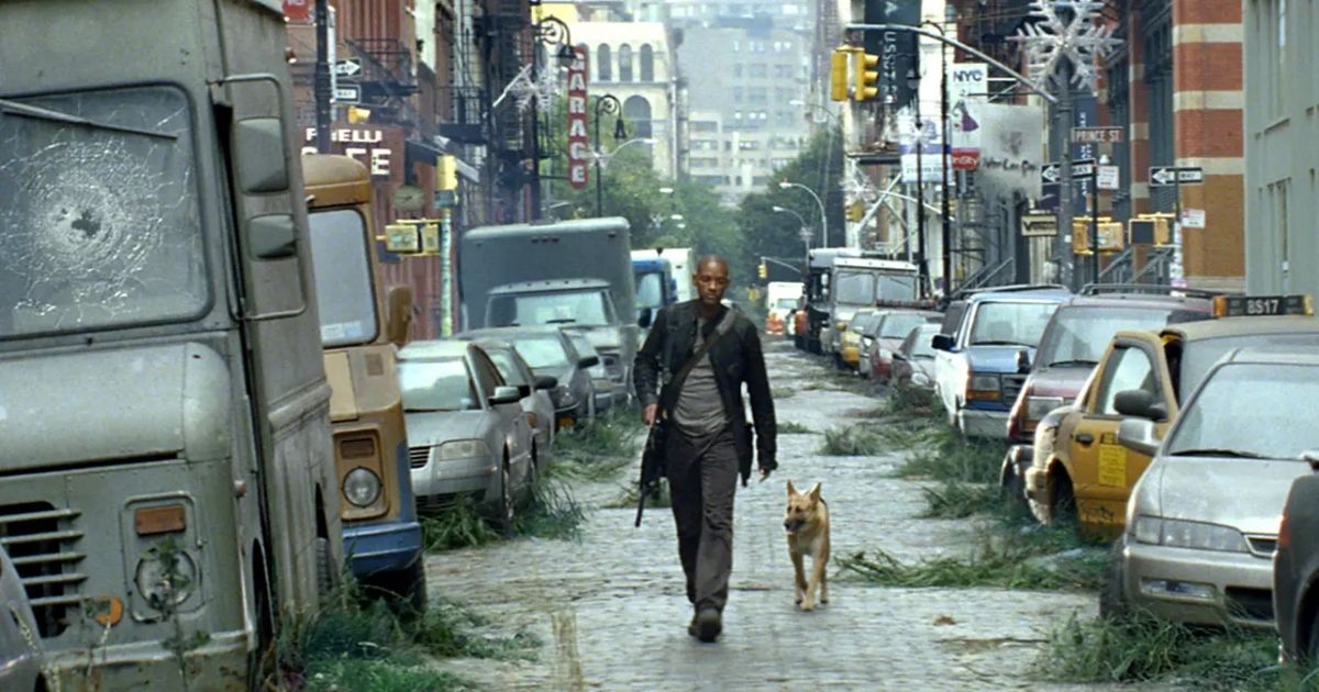 Will Smith and Abbey the dog in I Am Legend.