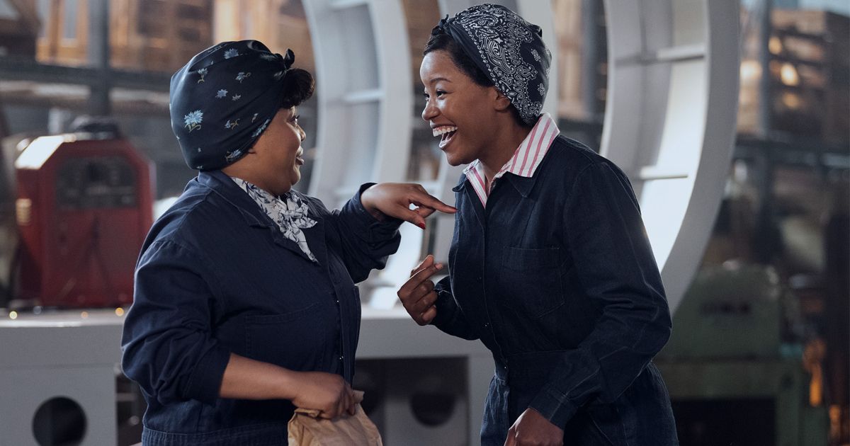 Chanté Adams as Max and Gbemisola Ikumelo as Clance in A League of Their Own 2022