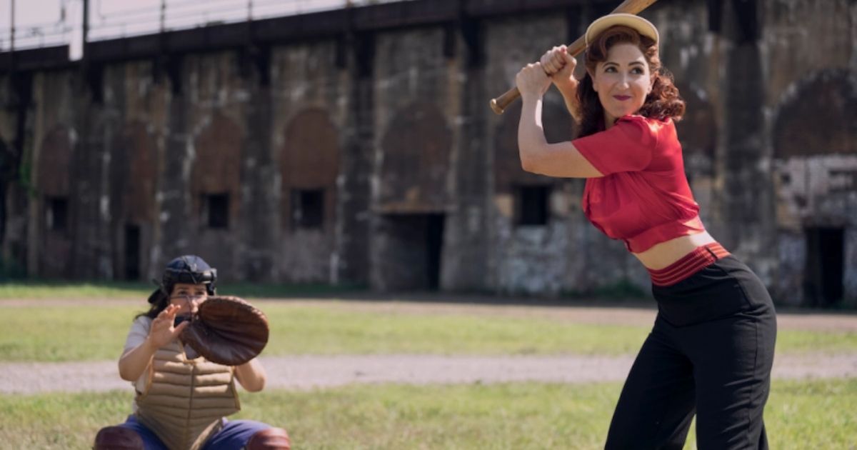 Darcy Carden plays Greta and Abbi Jacobson plays Carson Shaw in the 2022 remake of A League of Their Own