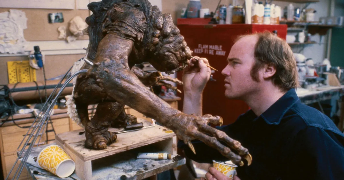 Phil Tippett working on the Rancor at ILM