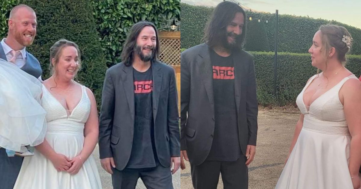 Bristol Watch Keanu Reeves Surprises Newlyweds At Wedding Reception   Keanu Wedding Surprsie 