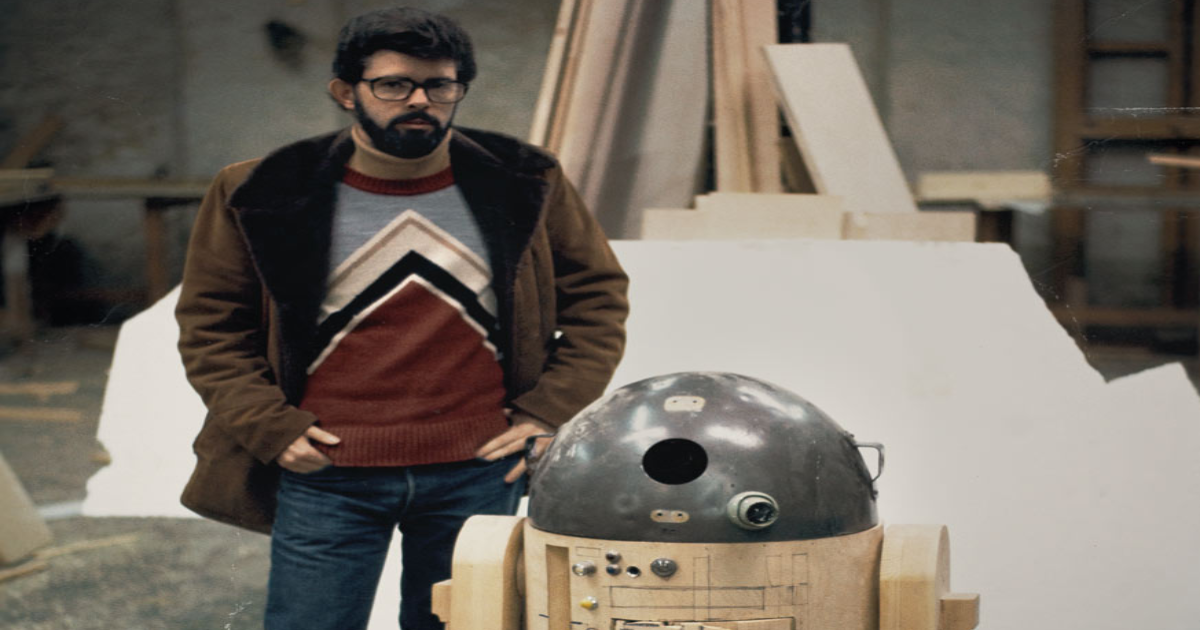 George Lucas and an early R2-D2 at ILM