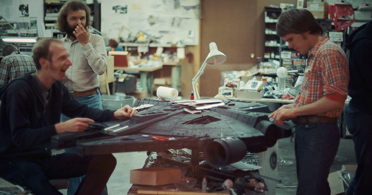The team at ILM builds the Millennium Falcon