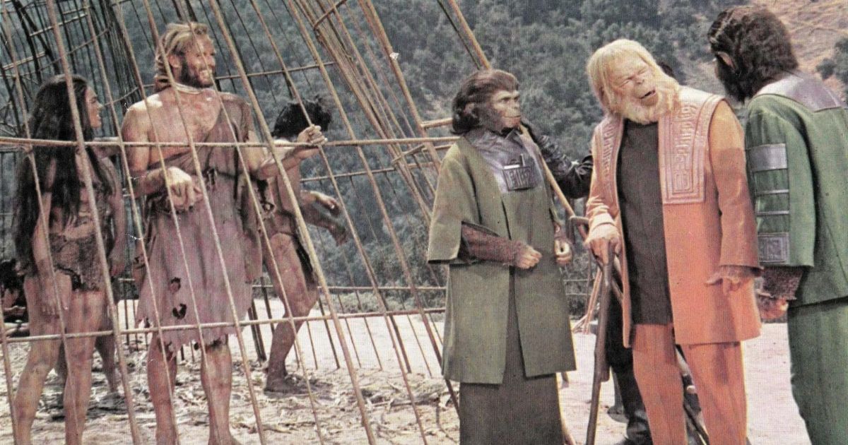 The apes discuss the humans in 1968's Planet of the Apes