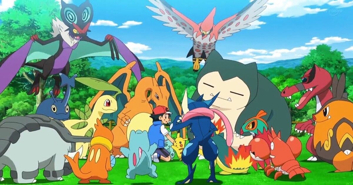 Ash with some Pokemon