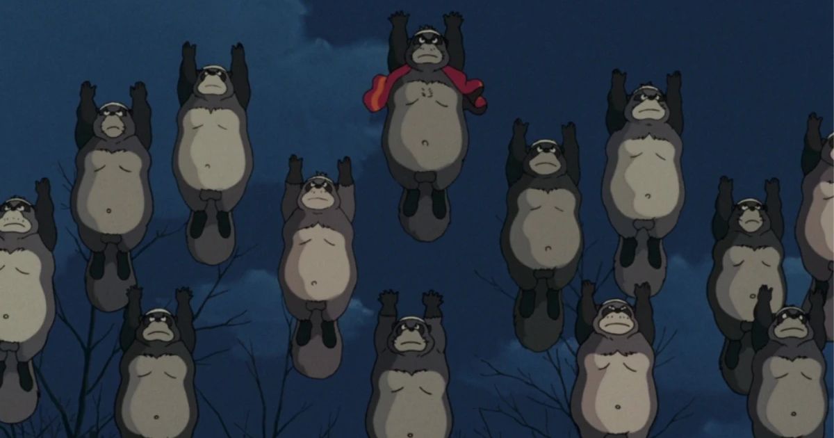 The tanuki fly with their testicles in Pom Poko